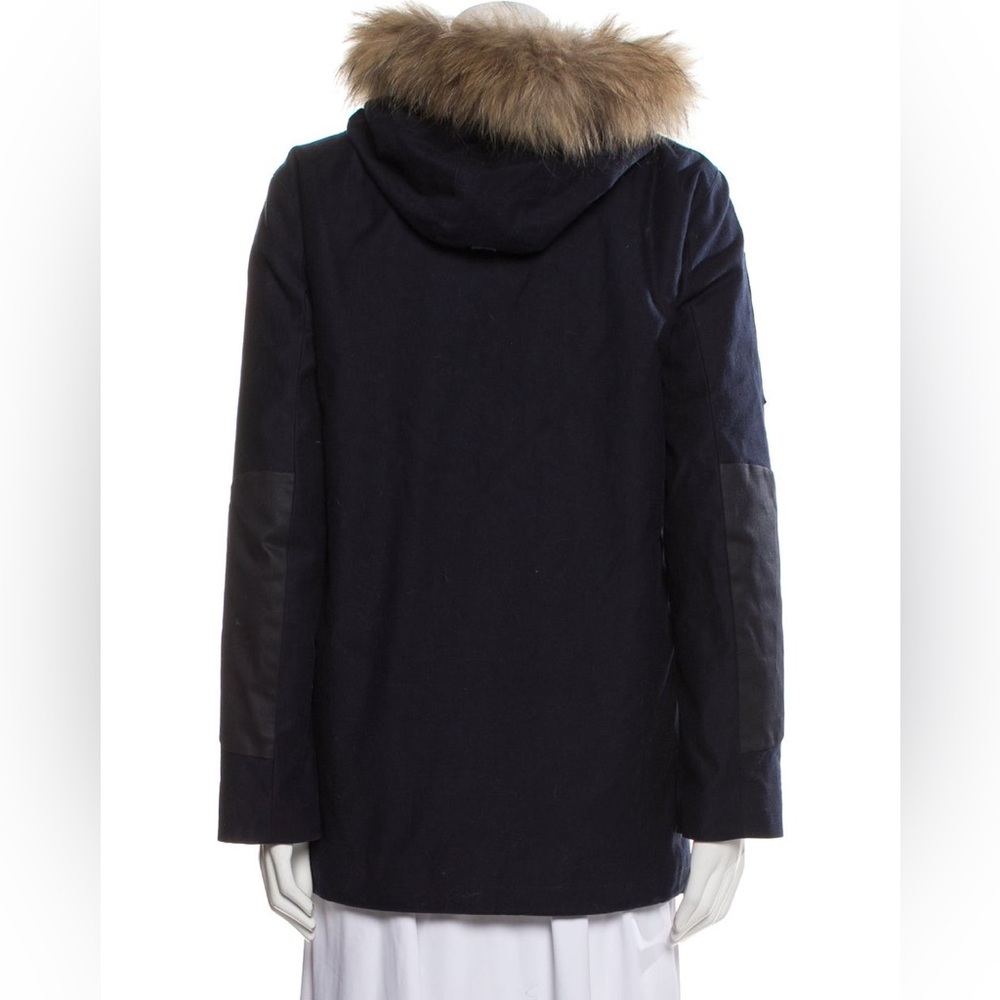 Sandro Fur Trimmed Parka Jacket Black Sherpa Lined Hooded Coat Women’s Size 2 M - Picture 3 of 16